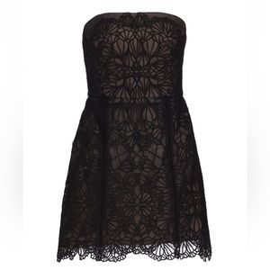 ML Monique Lhuillier Sloane Lace Strapless Minidress